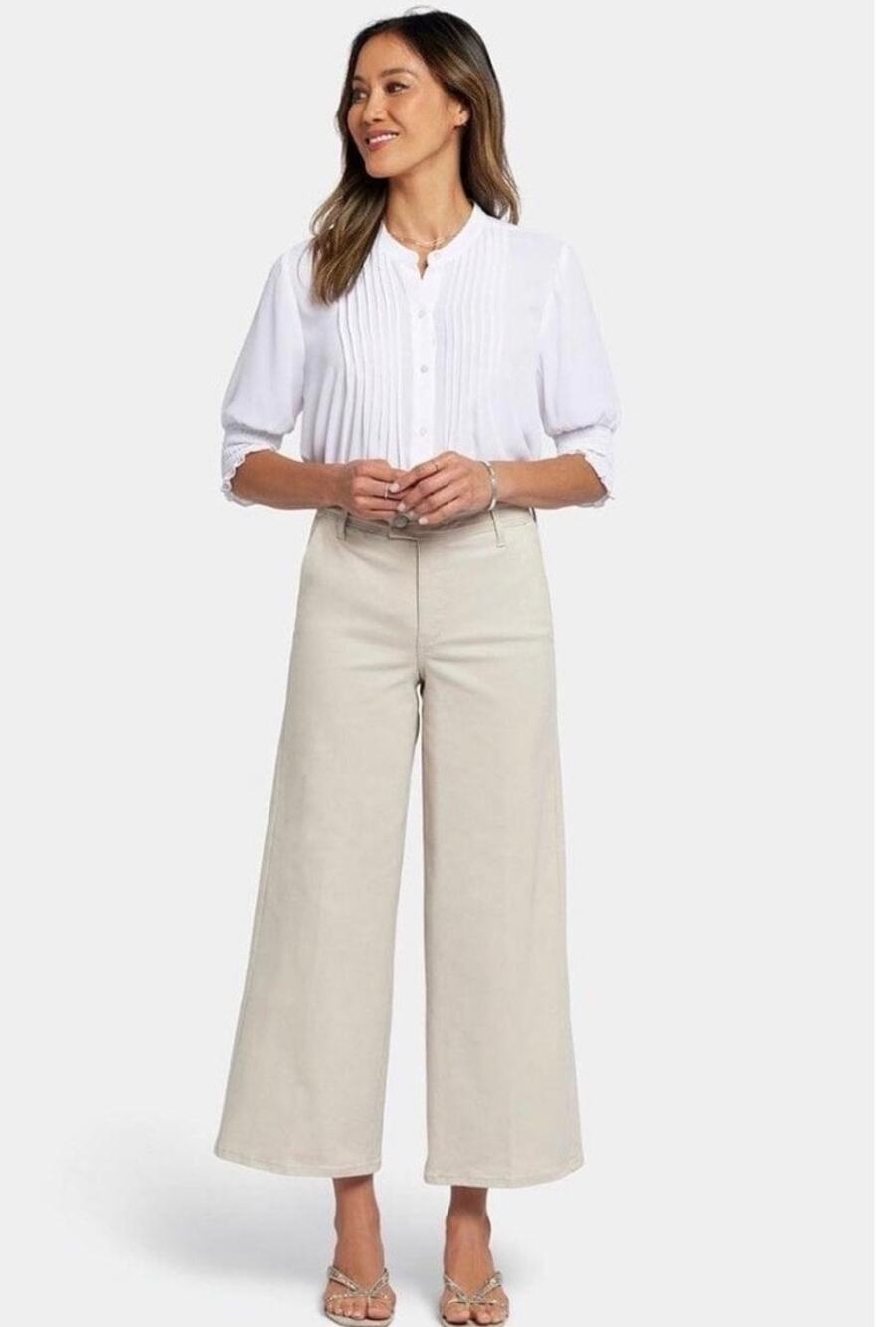 NYDJ Coco Relaxed Wide Leg Crop Jeans Women’s Size 8 Ivory High Rise